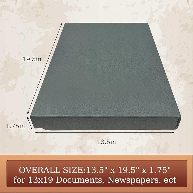 Golden State Art, Archival Folio Storage Box 13x19, Clamshell Design with Metal Edge, Preserve and Store Photos Documents Cards Prints Arts Crafts DIY, Gray, Pack of 2