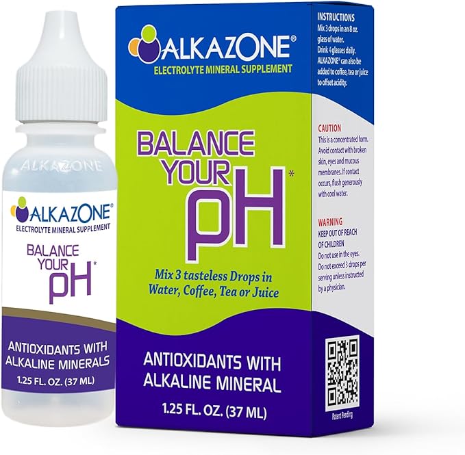 Alkazone Balance Your pH, Antioxidants Alkaline Mineral Drops, Single 1.25 Oz Pack, Portable, Yields 10 Gallons of alkaline, antioxidant Water, Unflavored, pH Balance, Hydration