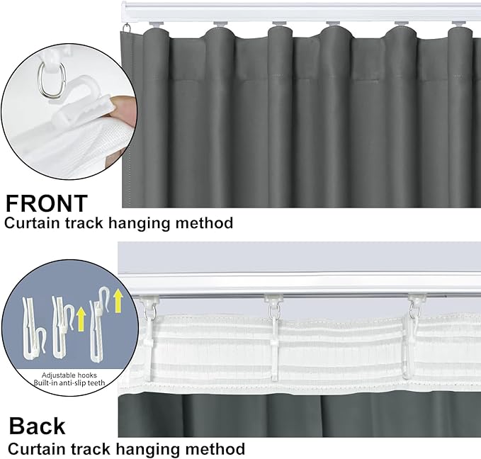 Cbsroro Room Divider Blackout Curtain Track Curtains Wall Dividers Panels Screen for Living Rooms Bedroom Office Privacy Partition Separation, W120 × L96 Inch,1 Panel, Grey