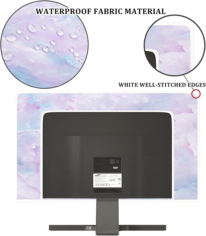 Baocicco Violet Marble Waterproof 75 Inch TV Dust Cover Anti-Static Dustproof Abstract Creative Desigen Television Accessories TV LCD Screen Texture TV Decoration for LED LCD OLED TVs
