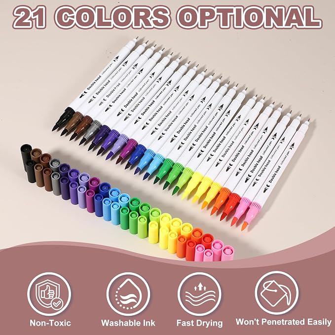 PATIKIL 12Pack Dual Brush Markers, Gray Watercolor Fine and Brush Tips Pens Colored Marker Calligraphy Coloring Art Supplies Set for Coloring Book Illustration Sketching Journaling