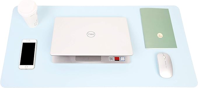 YSAGi Non-Slip Leather Desk Pad L Size, Waterproof Laptop Computer Desk Keyboard Mat, Table Protector Blotter Mat, Large Mouse Pad for Office/Work/Home/Decor(Sky Blue, 35.4" x 17")