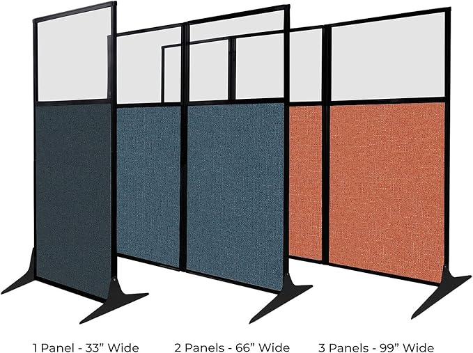 Versare Workstation Partition | Portable Wall Divider | Modern Office Cubicle | Free Standing Privacy Screen | Flexible Work Space | 33" x 70" Warm Pebble Fabric Panels