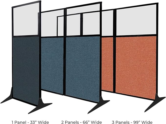 Versare Workstation Partition | Portable Wall Divider | Modern Office Cubicle | Free Standing Privacy Screen | Flexible Work Space | 33" x 70" Latte Fabric Panels