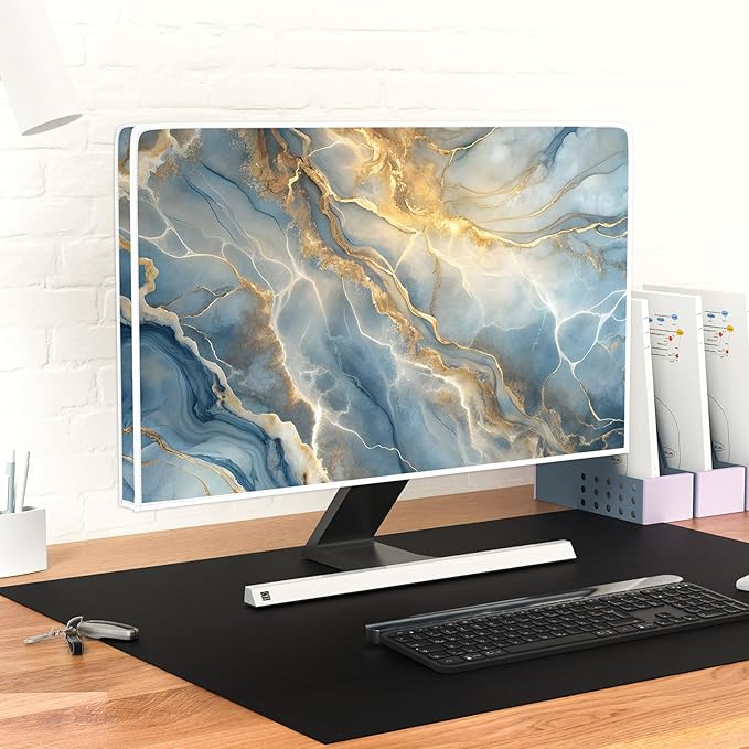 Baocicco Gold Blue Waterproof Screen TV Cover 50, 51, 52 Inch Modern Full Body Covers for Television Screen Panel Case TV Sleeve Compatible with Television LCD LED PC, Desktop and Home TV