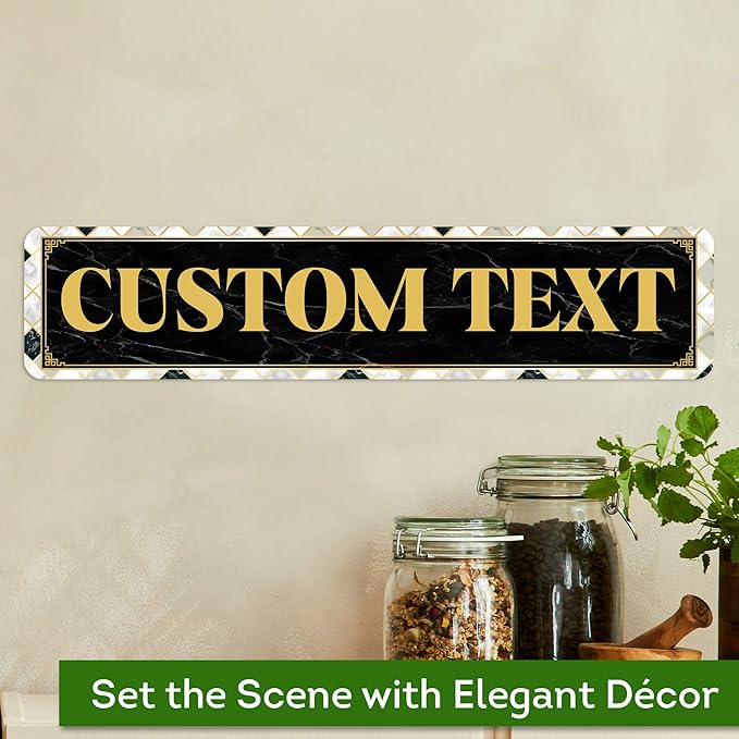 Custom Sign, Custom Street Sign, 11 Font Colors, 13 Font Styles, 4 Hole Options, 22 Sizes, 4x18 Inches, Rust Free DiBound, Fade Resistant, Made in USA by My Sign Center (Marble Tile)