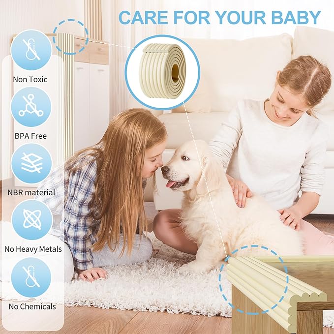 Edge Protector,Baby Proofing Baby Edge Protector Strip Safety,Soft Rubber Foam Padding,Edge Corner Guards Protector Corner Edge Bumpers for Furniture (Brown Purple, 6.56Ft x 3.15" W x 0.31" Th)