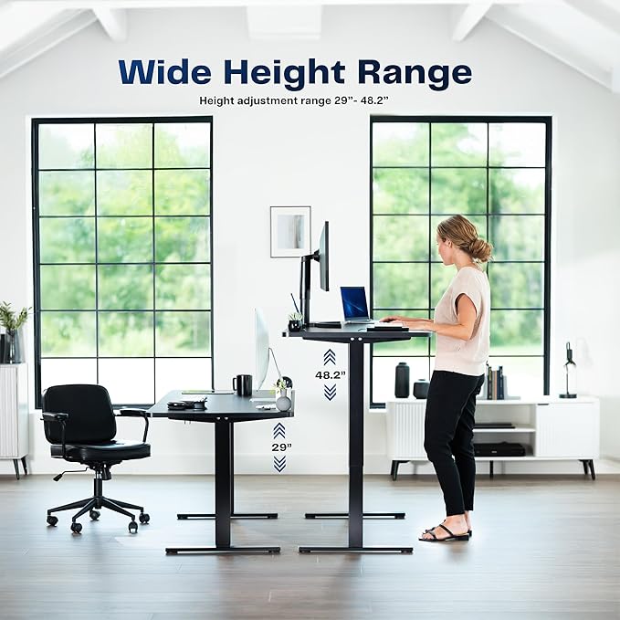 VIVO Electric 63 x 32 in Standing Desk, Memory Height Adjustment, 1B Series, Holds 220 lbs, White Top Black Frame, DESK-KIT-1B1W