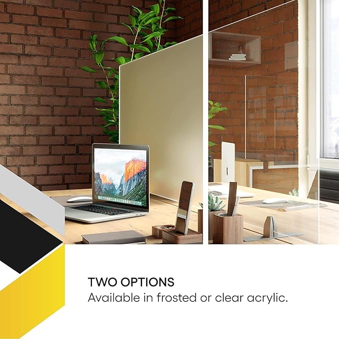 OBEX Acrylic Free Standing Screen, Divider for Desk Privacy Home & Office Partitions for Table Top Workstation, Portable Cubicle Panel for Work, 24" x 30", Clear
