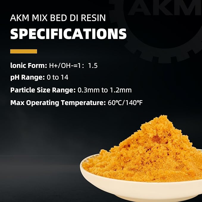 AKM Mixed Bed Deionized Di Resin Filter Fill, Use for Spotless Car Wash System Filter Change, 5 Liters