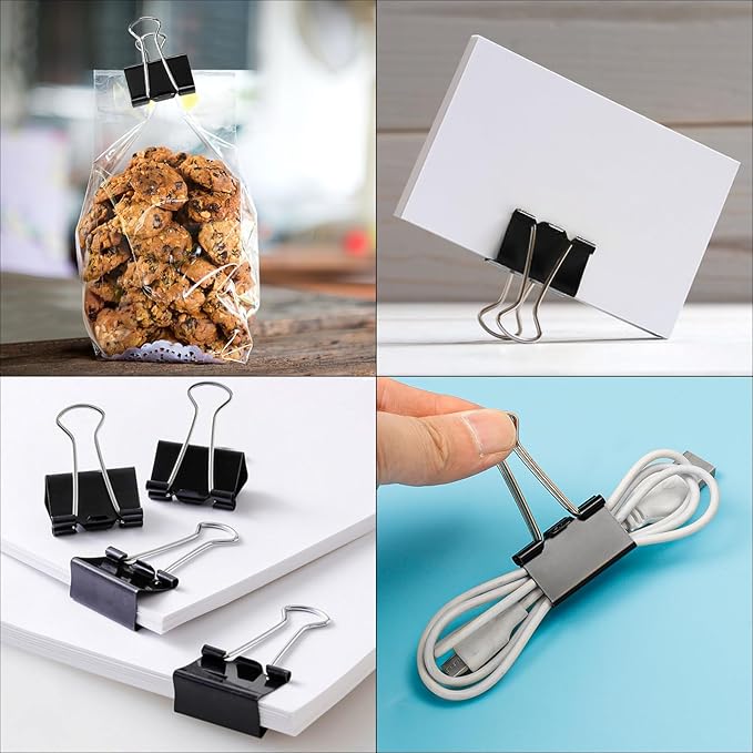 Ufmarine Small Binder Clips 1 Inch Length, (144 Pcs) Small Paper Clips for Office