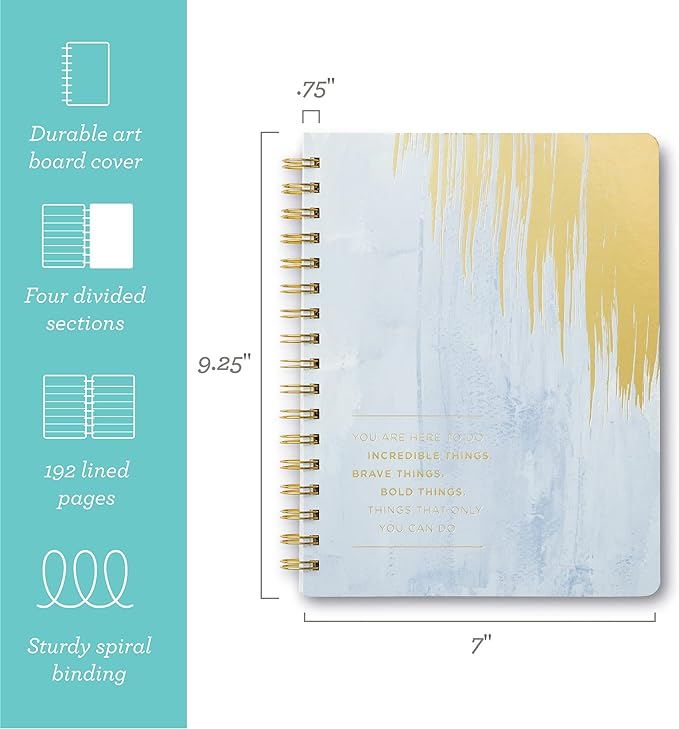 Compendium Spiral Notebook - You are here to do incredible things… — A Designer Spiral Notebook with 192 Lined Pages, College Ruled, 7.0”W x 9.25”H