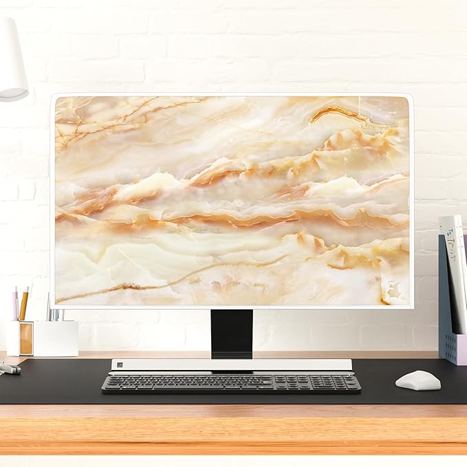 Baocicco Abstract Waterproof TV Screen Cover with Marble Design Aesthetic Television Covers for Xmas Decoration Anti-Static Dustproof Protective Cover for LED LCD OLED TVs 50, 51, 52 Inch