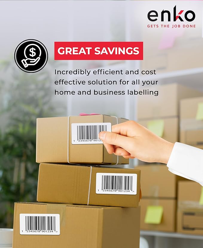 enKo Products - 4" x 6" Fanfold Direct Thermal Labels - White Shipping Labels, Perforated, Permanent Adhesive for Rollo, Zebra Printers (4 Stack, 2000 Labels) 500 Labels/Stack - Commercial Grade