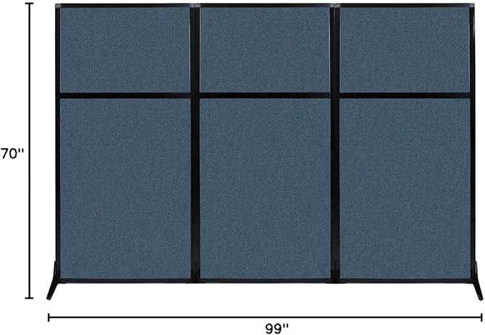 Versare Workstation Partition | Portable Wall Divider | Modern Office Cubicle | Free Standing Privacy Screen | Flexible Work Space | 99" x 70" Caribbean Fabric Panels