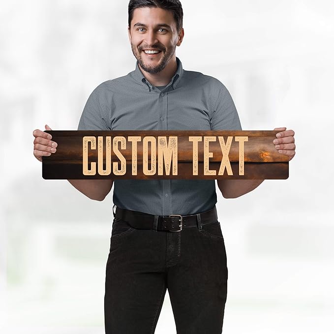 Custom Sign, Custom Street Sign, 11 Font Colors, 13 Font Styles, 4 Hole Options, 22 Sizes, 6x30 Inches, Rust Free DiBound, Fade Resistant, Made in USA by My Sign Center (Vintage Wood)