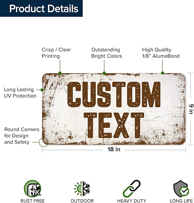Custom Sign, Custom Street Sign, 11 Font Colors, 13 Font Styles, 4 Hole Options, 22 Sizes, 9x18 Inches, Rust Free DiBound, Fade Resistant, Made in USA by My Sign Center (Rustic)