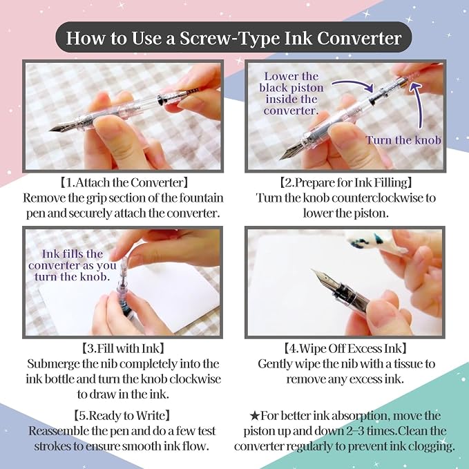 Fountain Pen Set CON-40 Converter & Kakuno Fine Nib with Black Ink Cartridge & Sticky Notes – Refillable Ink System, For Beginners, Calligraphy (Pink FKA-1SR-KGP-F)