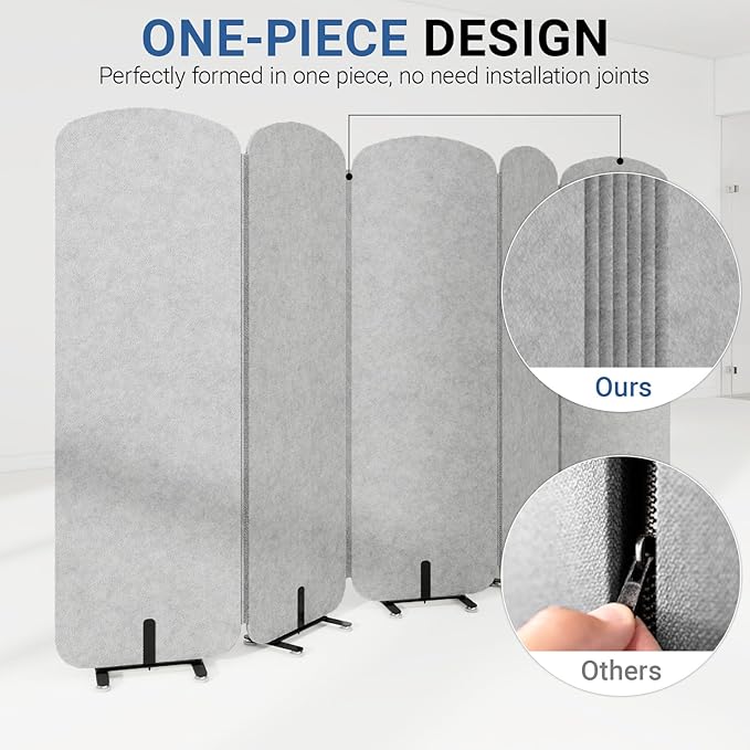 Natwind 5 Panel 122.8 x 71 in Office Room Privacy Protect Space Divider Portable Partition,Wall Folding Cubicle Indoor Freestanding Acoustic Partition Temporary for Office Room