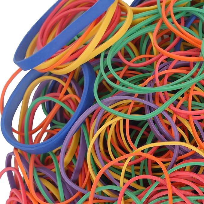 Assorted Color & Size Rubber Bands - Size #54 - Rubber Band Depot - Everyday Bands, Business Rubber Bands - 1/8 Pound Bag