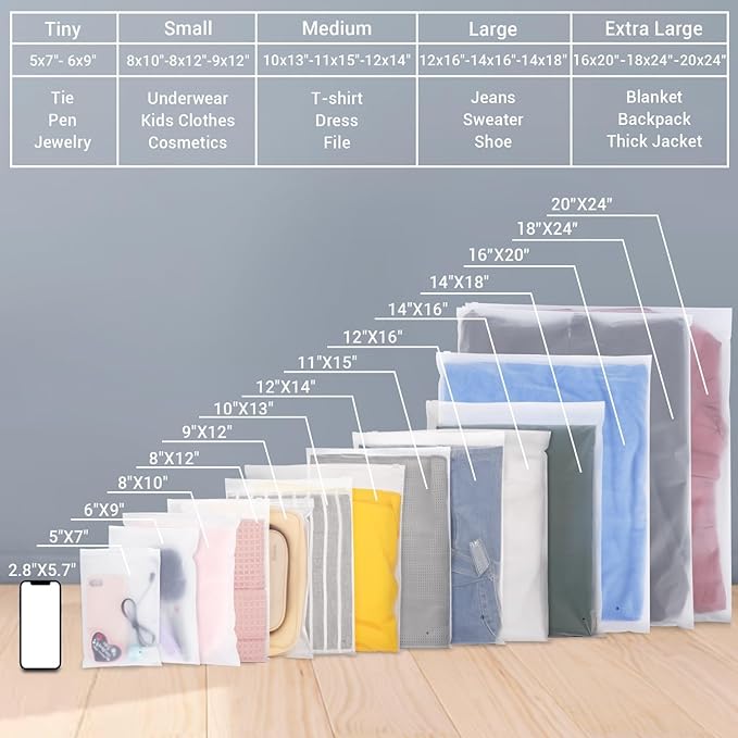 Svaldo Swimsuit Bags, 25 Pack 8x10 inch Shirt Bags for Small Business, Plastic Bags for Clothes, Bikini, Underwear, Makeups, Resealable Ziplock Packaging Bags, Storage Bags with Zipper, 3 Mil