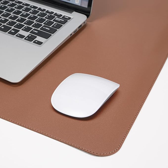 Leather Desk pad Protector, Large Desk mat with Natural Cork & PU Leather,Mouse pad,Non-Slip Office Desk Mat,Waterproof Desk Writing Pad for Office and Home (47in*17in, Brown)