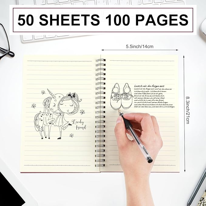 Yahenda 18 Pcs Spiral Notebook Bulk A5 Journal Lined 8.3'' x 5.5'' Writing Composition Paper Small Notepad Subject Notebook for Students Office Business Back to School Supplies (Wine Red)