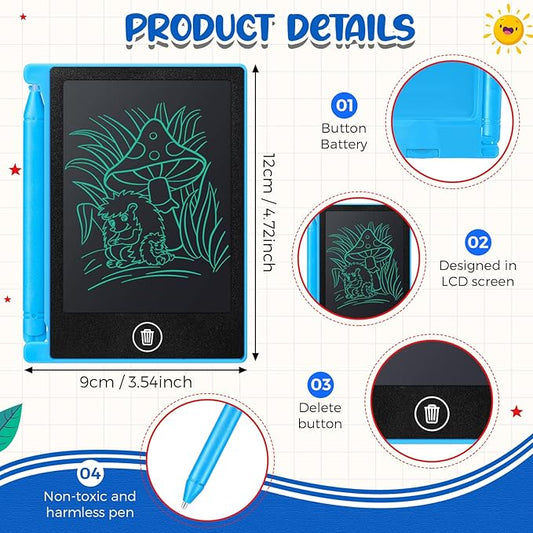 Zhehao 24 Pack LCD Mini Writing Tablet for Kids 4.5 Inch Doodle Board Bulk Erasable Reusable Electronic Drawing Pad Birthday Party Favors Goodie Bag Classroom Gifts(Blue,Black,White,Red)