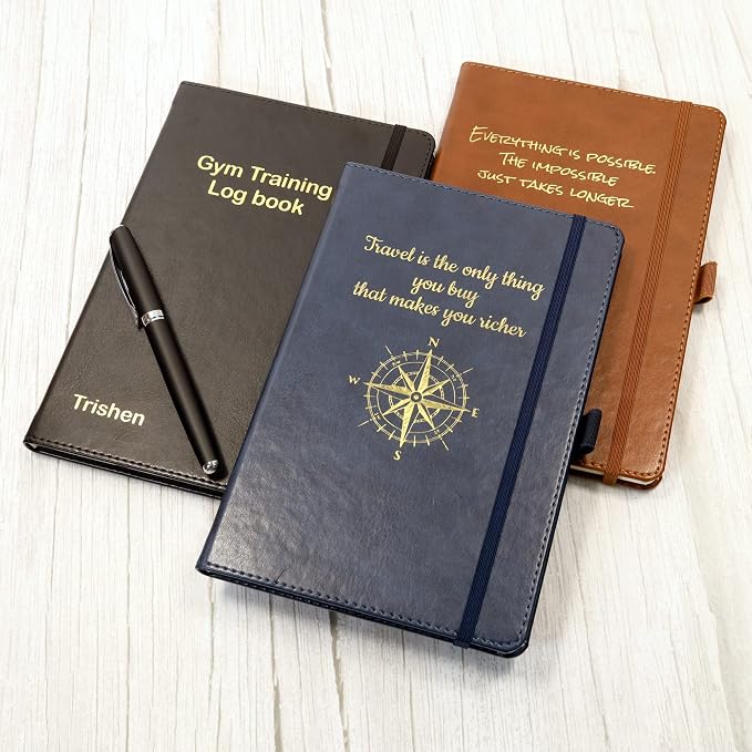 CustomDesign.Shop Personalized Custom Premium Hardcover A5 Notebook | Design A Truly Unique Journal | Gold Embossed Gift Idea (Brown)