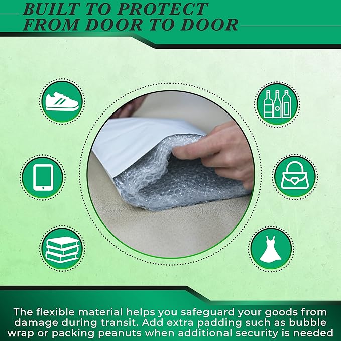 250 Pack Secure Seal White Poly Mailers - 24x24 Safe Shipping Bags - E-Commerce Self Sealing 2 Mil Poly Envelopes