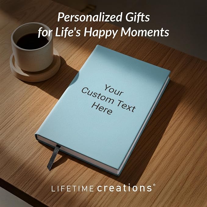 Lifetime Creations Customized Create Your Own Notebook Journal (Black) - Personalized Hardcover Vegan Leather Journaling Notebooks, Business Gift for Women, Men, Teachers, Professionals