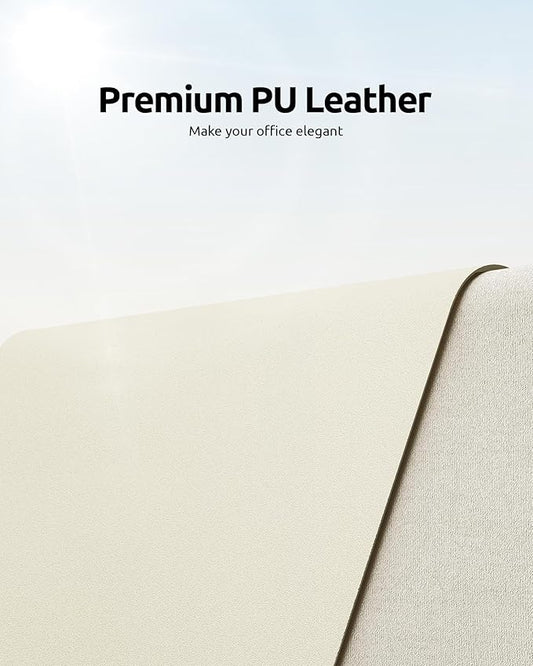 YSAGi Leather Desk Protector, Office Mat, Large Mouse Mat, Non-Slip PU Leather Blotter, Laptop Desk Mat, Waterproof Writing Pad for Office and Home (Cream, 31.5" x 15.8")