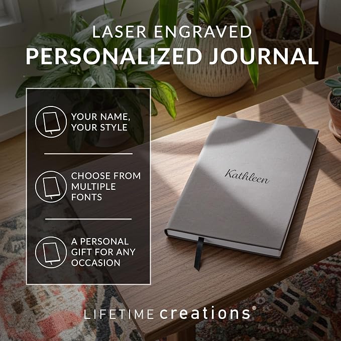 Lifetime Creations Personalized Journal Notebook (Pink) - Customized Hardcover Vegan Leather Writing Notepad, Business Meeting Hard Cover Note Book Gift for Professionals