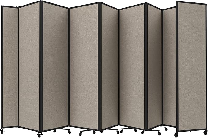 Versare Room Divider 360 Portable Wall Partition | Folding Panels | Large Freestanding Divider | Locking Wheels | Temporary Room Separator