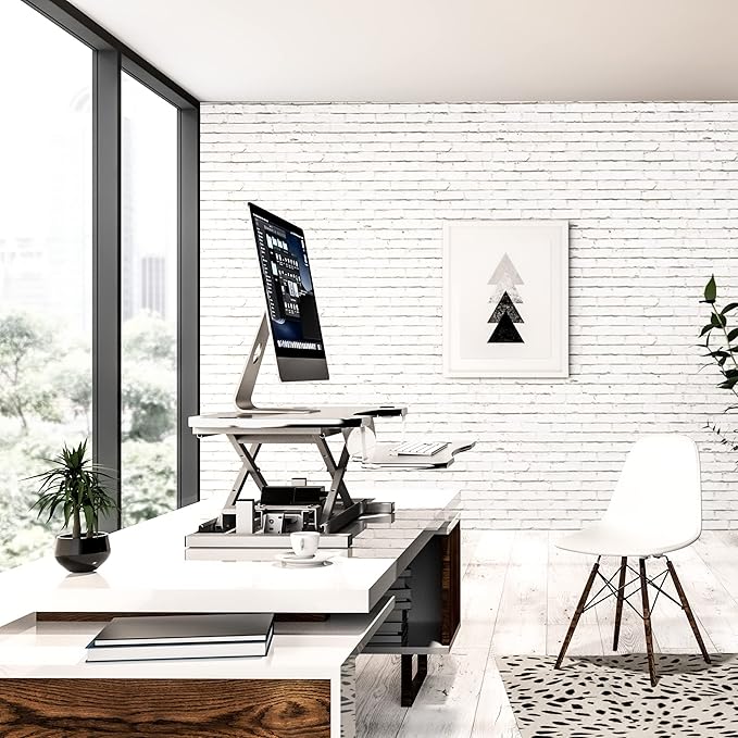 VERSADESK® PowerPro™ 48 Inch Extra Wide Standing Desk Converter, PowerPro™ Electric Height Adjustable Sit to Stand Desk Riser with Keyboard Tray, Build-in USB Charging Outlet, Hold 80 lbs, (48", White)