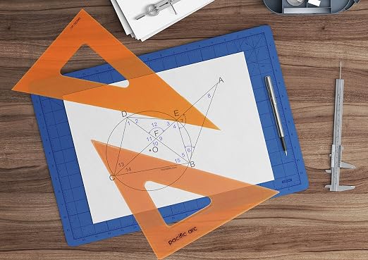 Pacific Arc's Scholastic Triangle - 12 inch - Fluorescent - 30/60 Angle - Polystyrene - Inking Edge - Technical Drawing Tools, Drafting, Architect and Engineering.