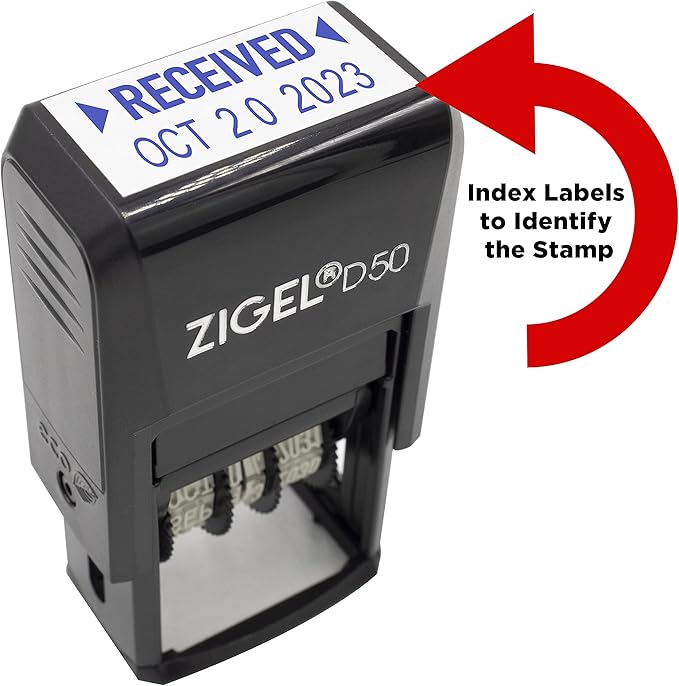 ZIGEL D50 Date Stamp with E-MAILED - Self Inking Date Stamp - Blue