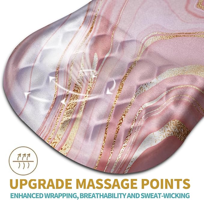 Hokafenle Ergonomic Mouse Pad Wrist Support with Massage Design, Wrist Rest Pain Relief Mousepad with Memory Foam&Non-Slip PU Base, Mouse Pads for Wireless Mouse & Desk (12x8 inch,Pink Gold Marble)