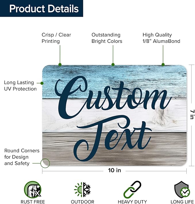 Custom Sign, Custom Street Sign, 11 Font Colors, 13 Font Styles, 4 Hole Options, 22 Sizes, 7x10 Inches, Rust Free DiBound, Fade Resistant, Made in USA by My Sign Center (Coastal)