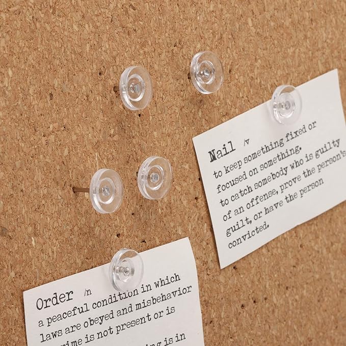 300Pcs Clear Push Pins，Flat Thumb Tacks for Bulletin Board，Plastic Head with Steel Point Thumb Tacks for Wall Cork Board