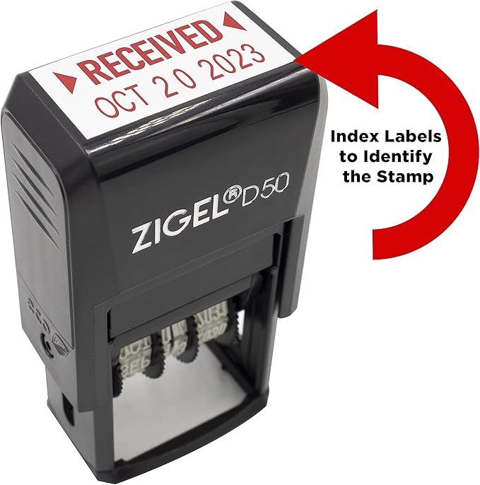 ZIGEL D50 Date Stamp with Completed - Self Inking Date Stamp - Red
