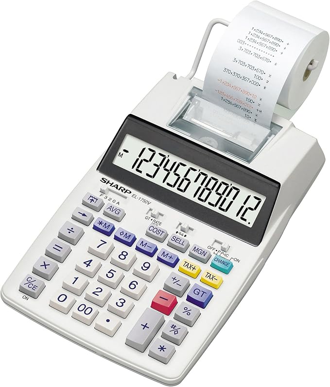 Sharp SH-EL1750V Printing Calculator, Black/Red