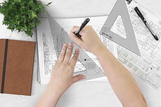 Pacific Arc's Scholastic Triangle - 10 inch - Smoke - 40/90 Angle - Polystyrene - Inking Edge - Technical Drawing Tools, Drafting, Architect and Engineering.
