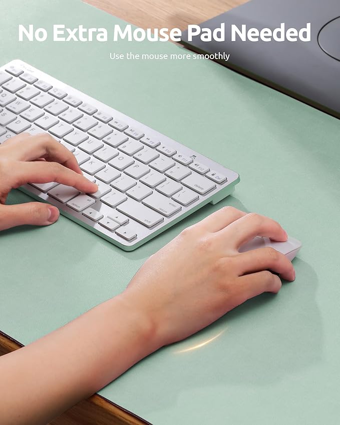 YSAGi Leather Desk Protector, Office Mat, Large Mouse Mat, Non-Slip PU Leather Blotter, Laptop Pad, Waterproof Writing Pad for Office and Home (Pale Green, 23.6" x 13.8")