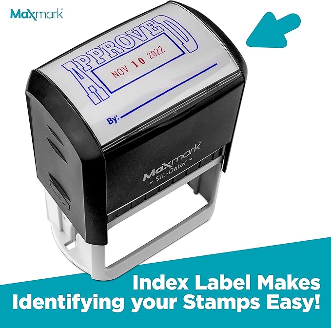 MaxMark Large Self-Inking Rubber Date Office Stamp with Received Phrase & Date - Blue Ink, 12-Year Band - Style 3