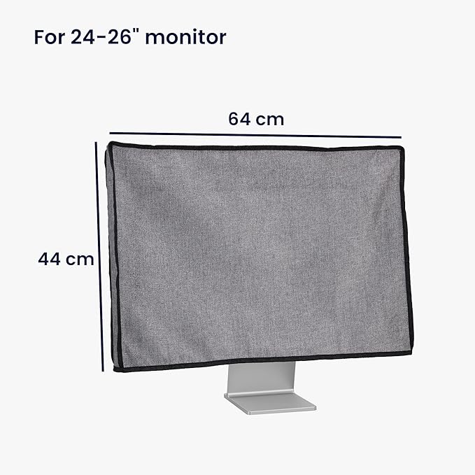 kwmobile Dust Cover for 24-26" Monitor - Linen Monitor Display Protector - Protect Your Computer Screen - Dark Grey