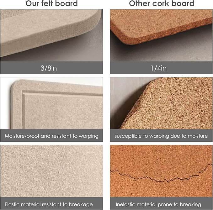 Bulletin Board, 24 x 18 inches Decorative Felt Pin Board, Cork Board Alternative for Wall, Foldable Photo Board with 20 Pushpins - Beige Brown