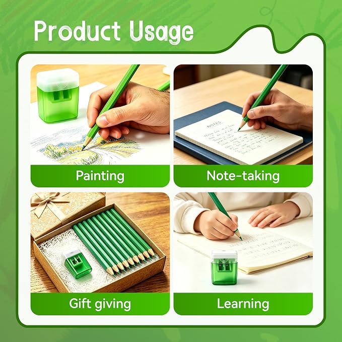 36 Piece Green Colored Pencils Set with Sharpener, Pre-Sharpened Professional Wooden Art Pencils for Artists Drawing and Sketching, Premium Colored Tone Supplies Delivering Detailed Painting(Green)