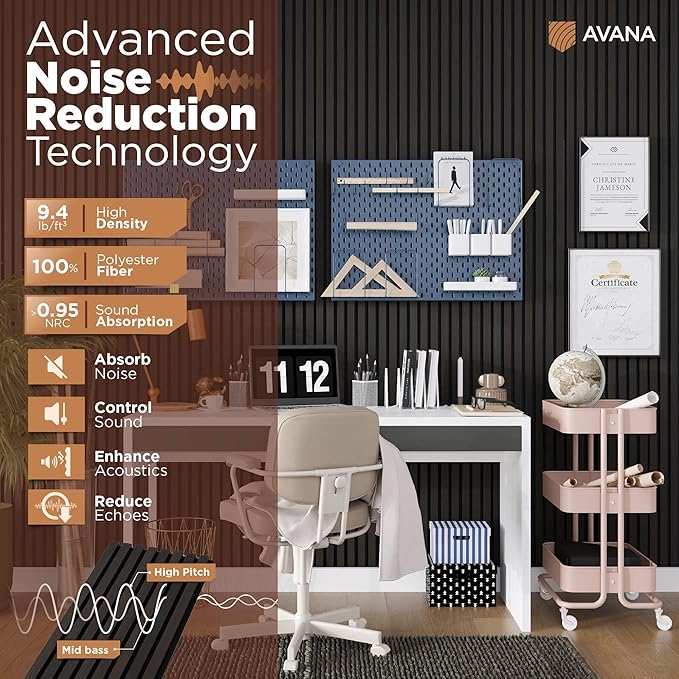 Avana Acoustic Wood Wall Panels – 47.2 x 12.6 Inch Smoke Oak Acoustic Panels 1 PC – Wall Panels For Interior Wall Decor for Homes, Offices, Studios – Modern Sturdy & Durable Wood Panels For Wall