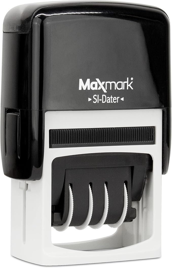 MaxMark Office Self Inking Date Stamp with Phrase Denied - Black Ink